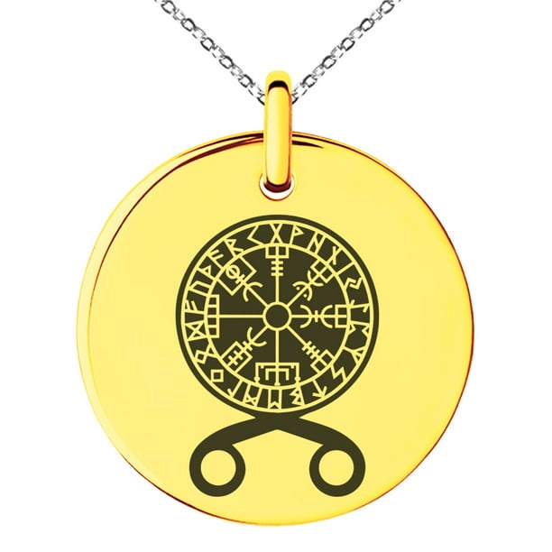 Vegvisir Nordic Compass Necklace Wooden Charm Handmade Engraved  Norse Viking